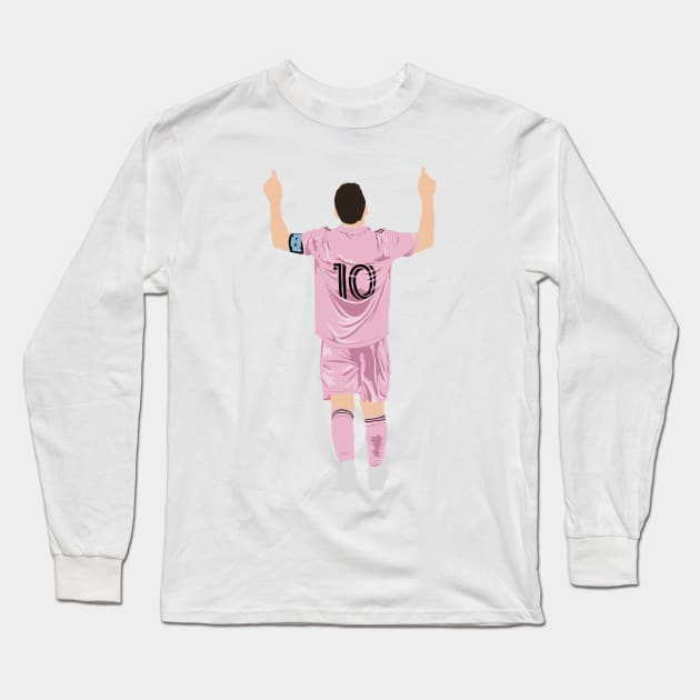 Miami Messi minimalist illustration inter Long Sleeve T-Shirt by maoudraw